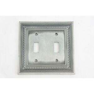 GC Vintage Amertac Metal Double Light Switch Plate Cover Montage Pewter Finish